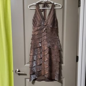 Cache brown sheen cocktail halter dress 4